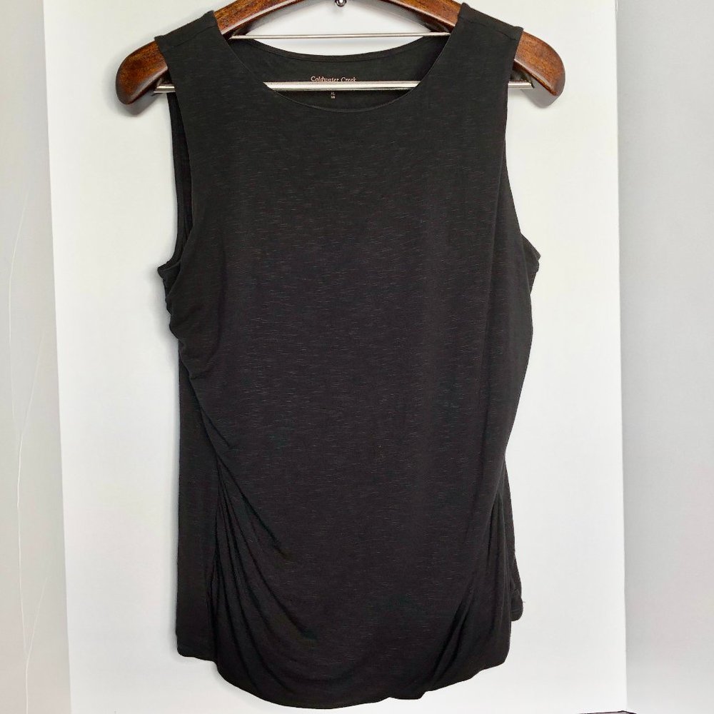 Coldwater Creek Rouched Side Black Tank Top Size XL